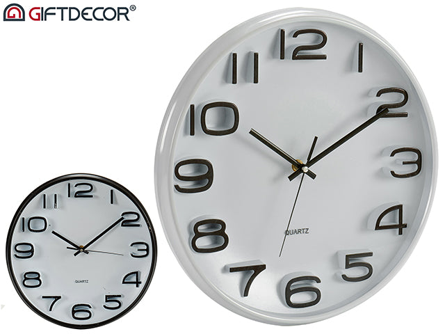 Round Clock 33 cm Deep Mix Black White