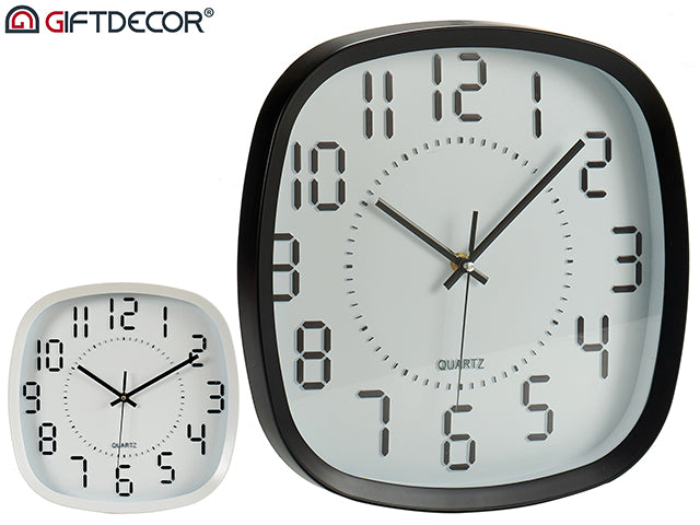 Reloj Cuadrado 30 cm Dig Numb Mix Negro Blanco