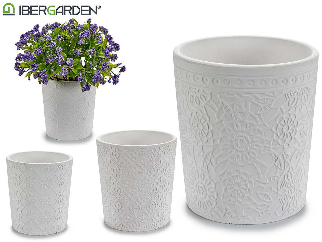 Vaso de flores brancas de cerâmica com 4 designs