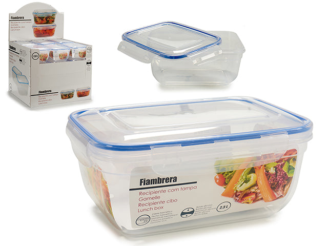 Caja Alimentaria Plastico Tapa Azul 2300Ml