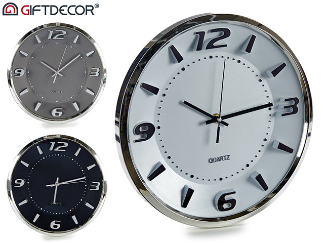 White Black And Grey 30 cm Diam Clock Wit