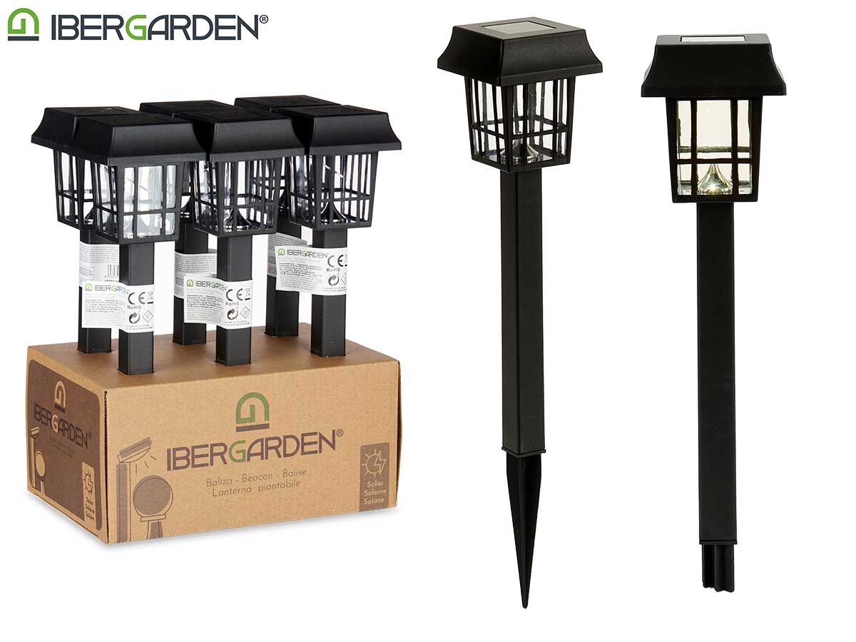 Solar Garden Light Plastic Square Black