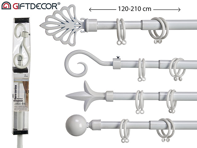 White Curtain Bar 120-210 cm Ass 4 Tops