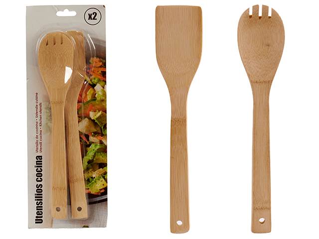 Set 2 Utensilios Cocina Bambú 30Cm