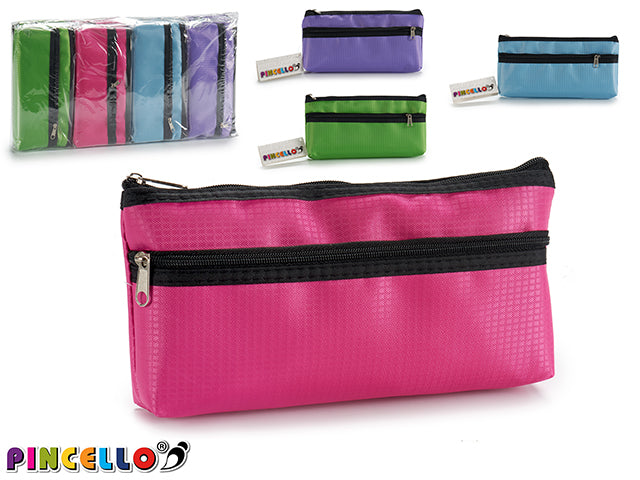 Pencilcases With 2 Zippers Mix 4 Col