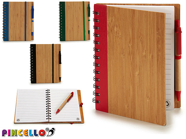 Notebook Bamboo Cover Plain Pen 18X14 M4