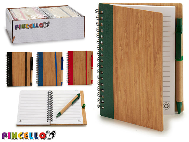 Notebook Bamboo Cover Plain Pen 16X12 M4