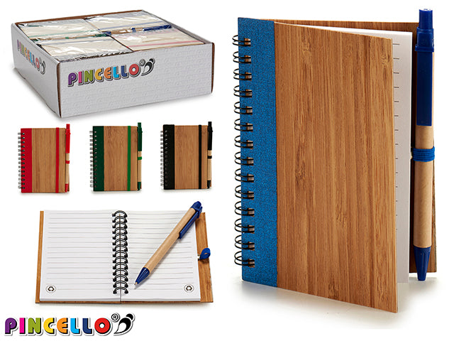 Notebook Bamboo Cover Plain Pen 13X10 M4