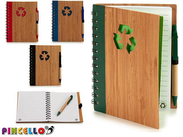 Notebook Bamboo Cover Recycl Pen 18X14 M