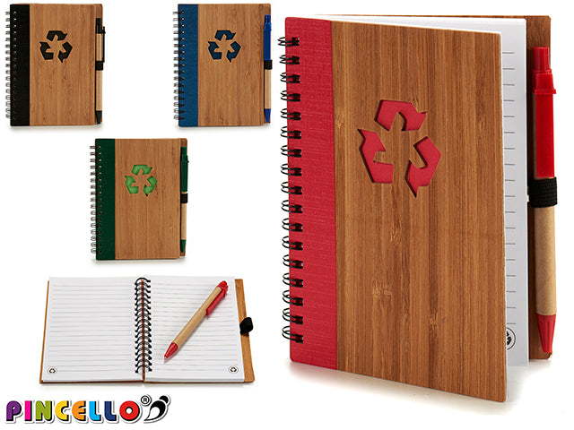 Notebook Bamboo Cover Recycl Pen 16X12 M