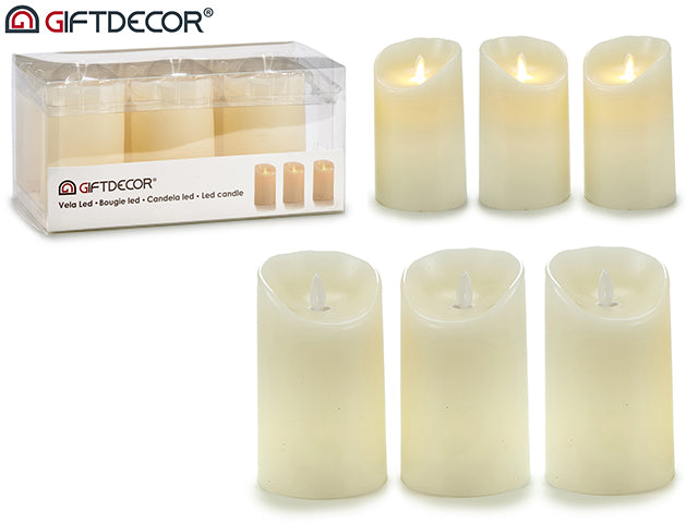 Set 3 Velas Led Llama Oscilante Crema