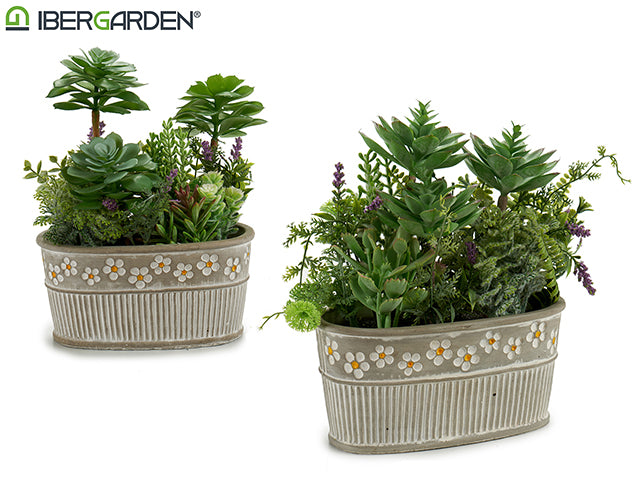 Vaso de plantas de pedra oval conjunto 2