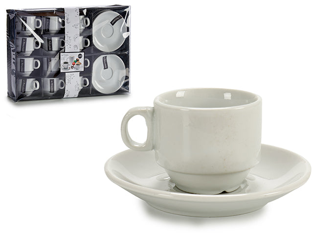 Set 12 Coffee Mugs Porcelain Stackable