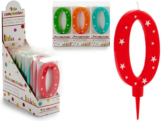 Birthday Candle Big Numbers 0 Mix 4 Col