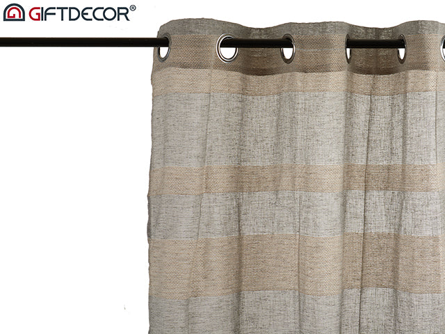 Grey Beige Curtain 140 x 260 cm 8 Rings