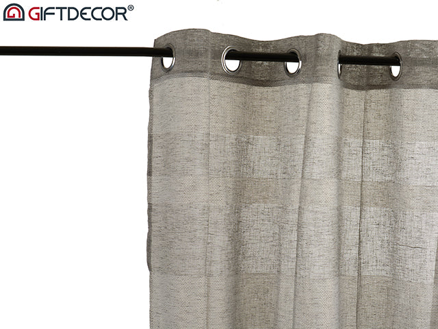 Grey White Curtain 140 x 260 cm 8 Rings