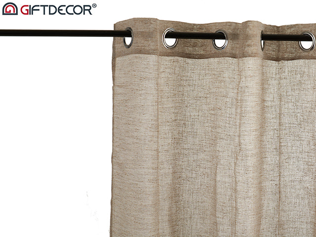 Beige Curtain 140 x 260 cm 8 Rings