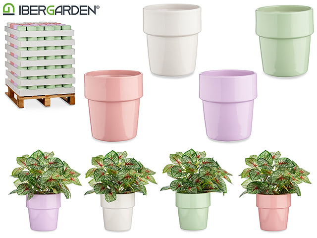 Conical Stackable Ceramic Pot Assort 4 Colours