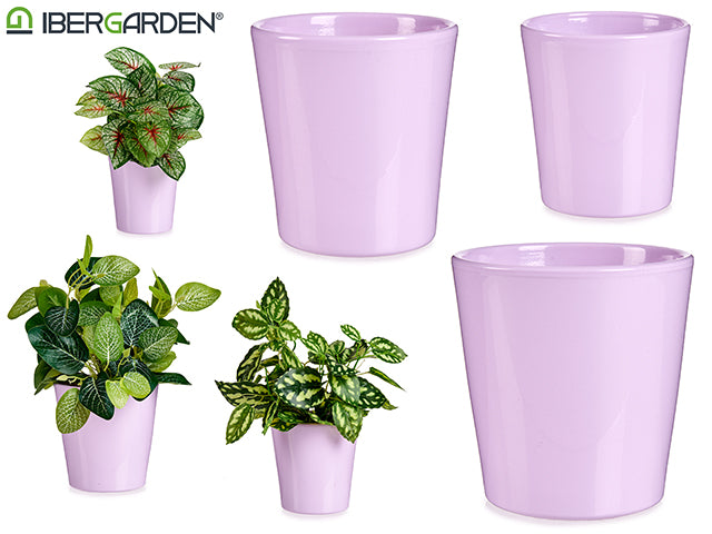 Set 3 11-14-17Cm Conical Lilac Ceramic Pots