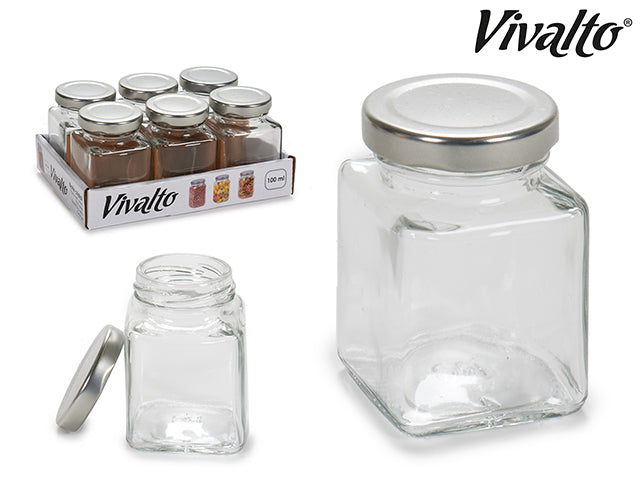 Square Crystal Jar W/Cap 100 ml