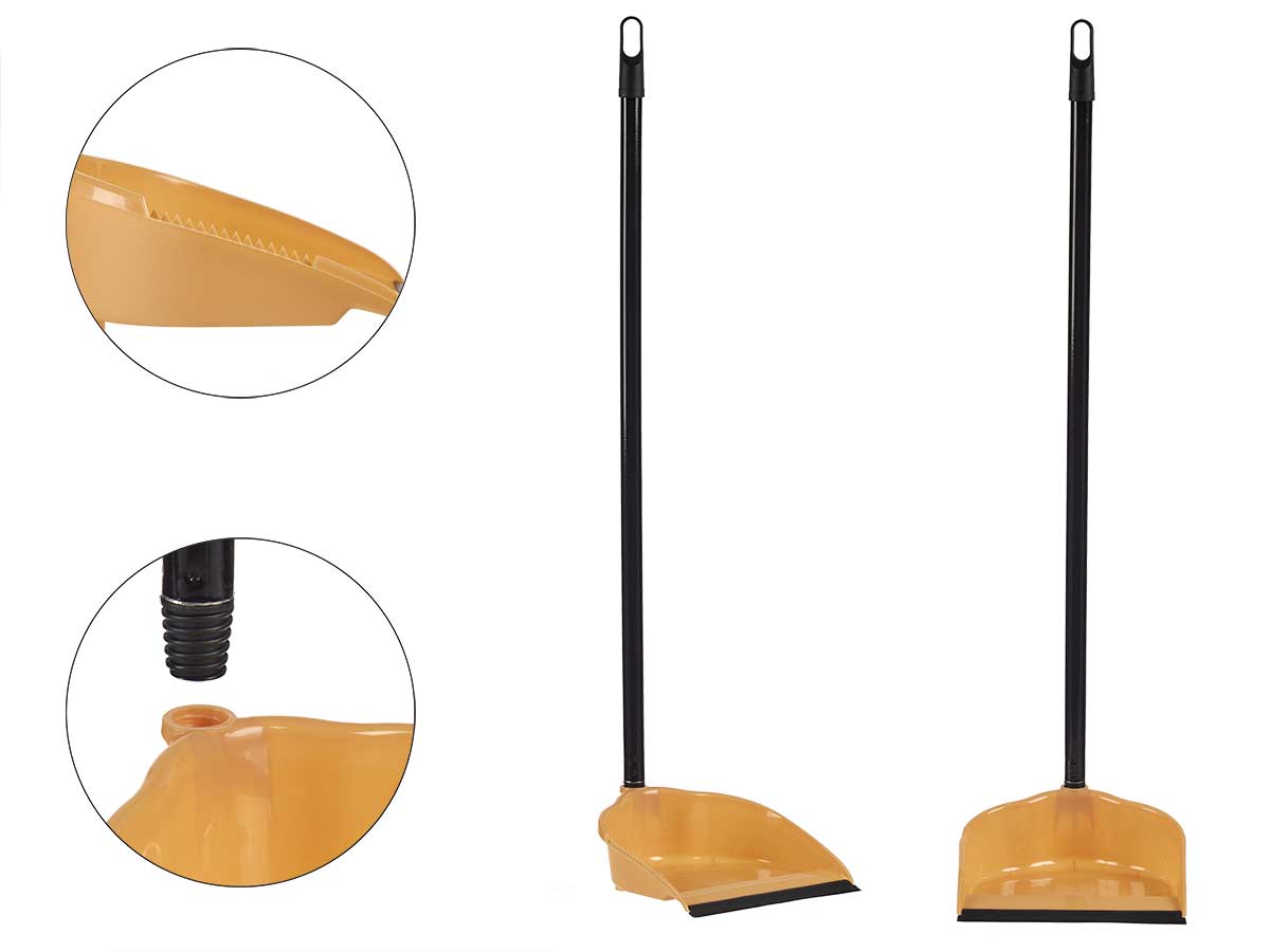 Cream Dustpan With Rubber And Stick