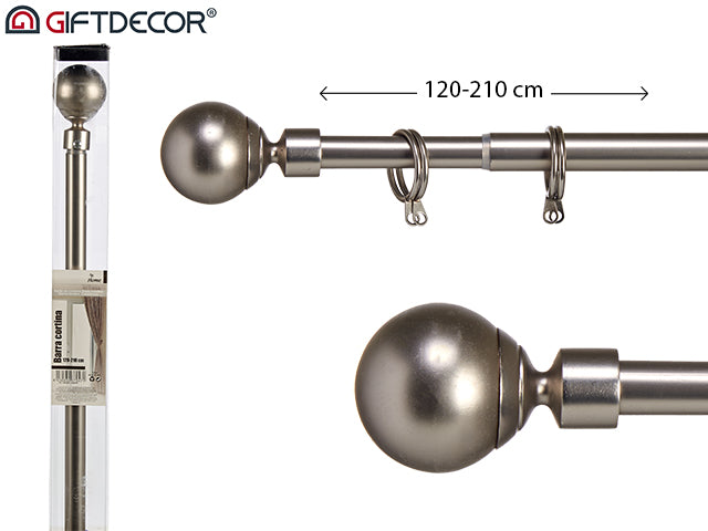 Barra Cortina 120 Bola 210 cm