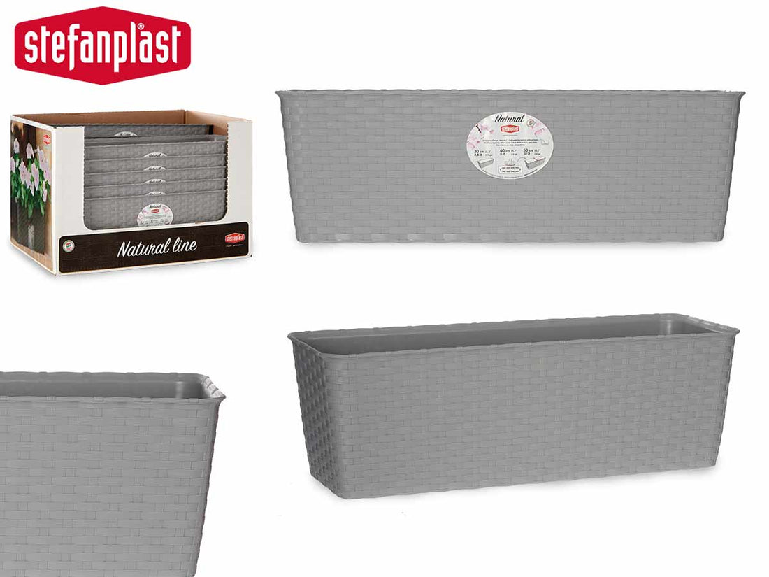 Caja Flor Gris Reserva Agua 50Cm