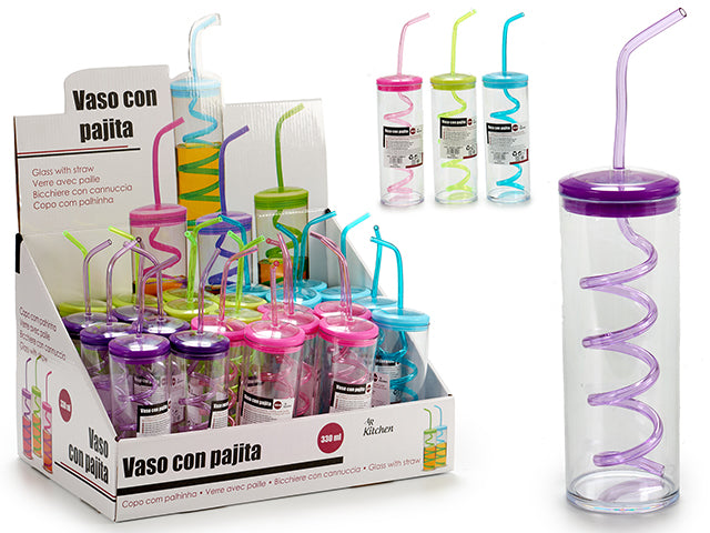 Vaso Agua Con Pajita Spring 330 ml