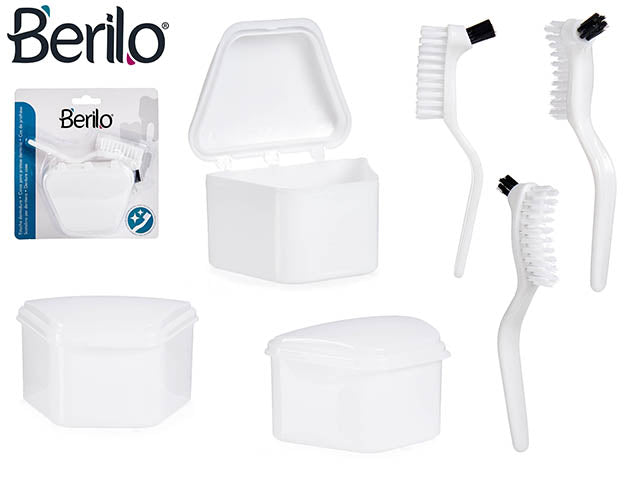 Caja de dentadura postiza con cepillo