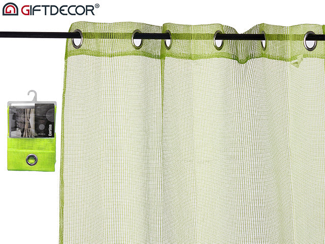 Curtain 140 x 260 cm 6 Eyelets Green Grid