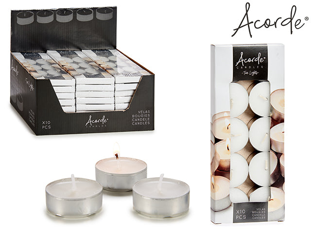 Set 10 Velas Tea Light Blancas 10 gr