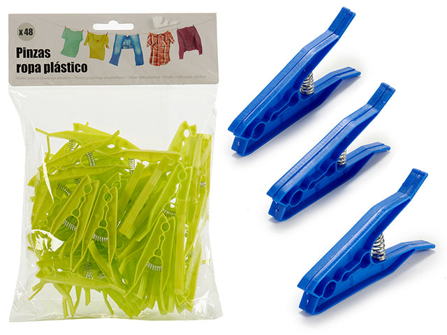 Set 48 Clothes Pins Plastic Mix 2 Col