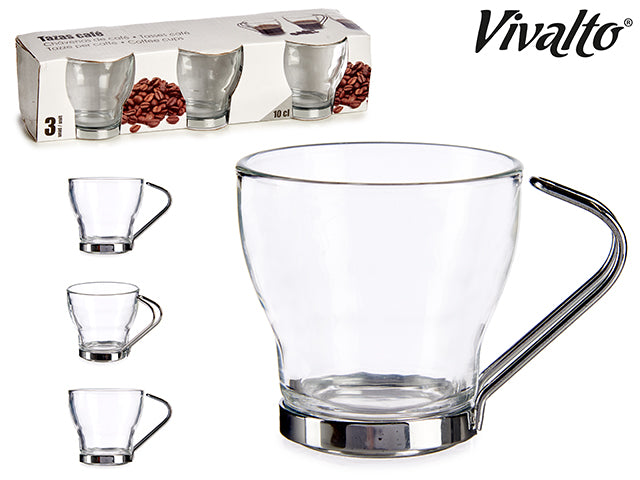 Set 3 Glass Coffee Cups 90 ml