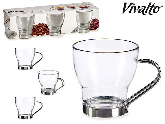 Set 3 Glass Coffee Cups 20Cl