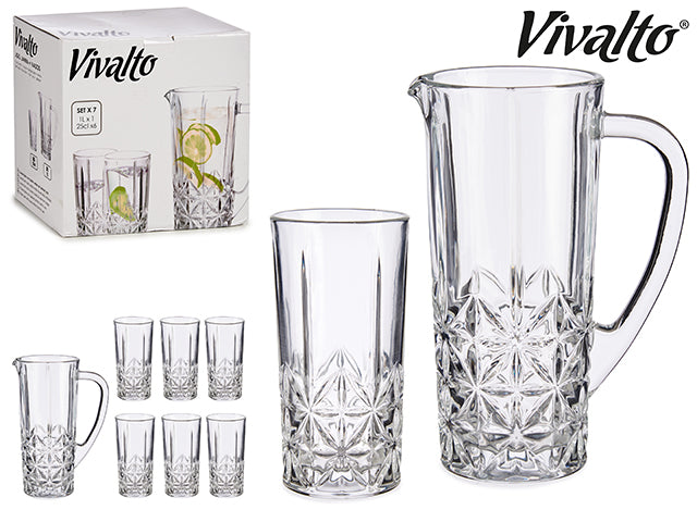 Set Jug 1L And 6 Glasses Water Leaves 250 ml