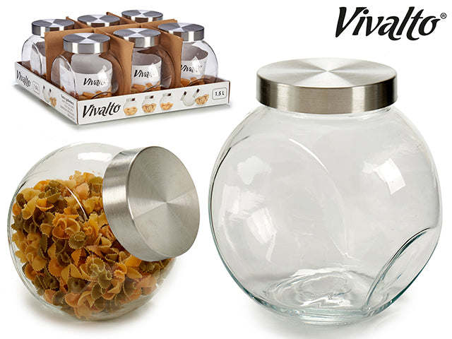 Cookey Glass Jar Shaped Steel Lid 1500 ml