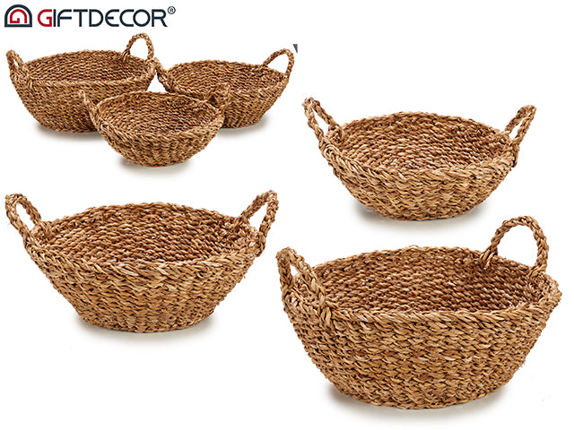 Set 3 Round Baskets With Handle