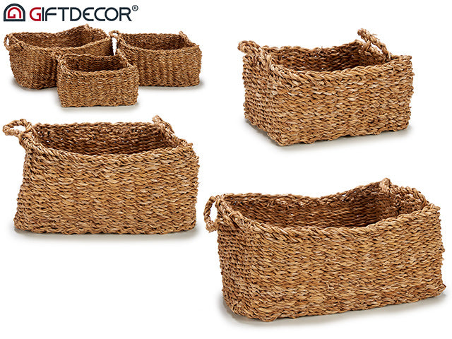 Set 3 Rectangular Baskets With Handle