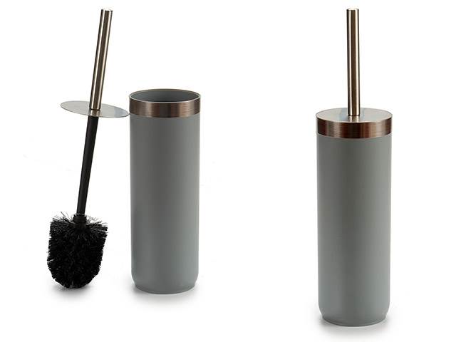 Grey Stainless Steel Toilet Brush With Close Holder