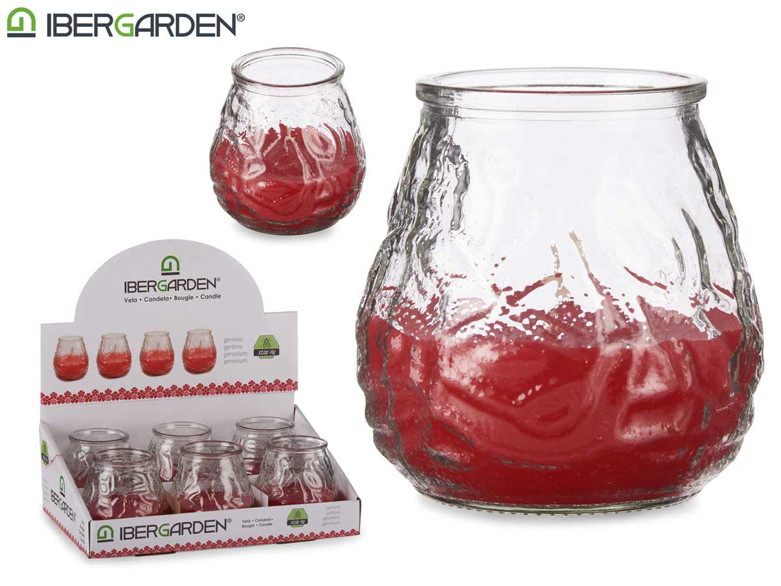 Transparent Embossed Geranium Candle