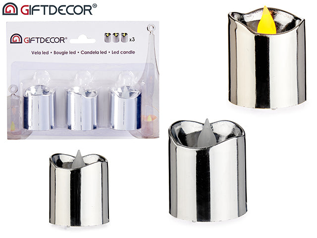 3 Set Led Candle Plug Silver