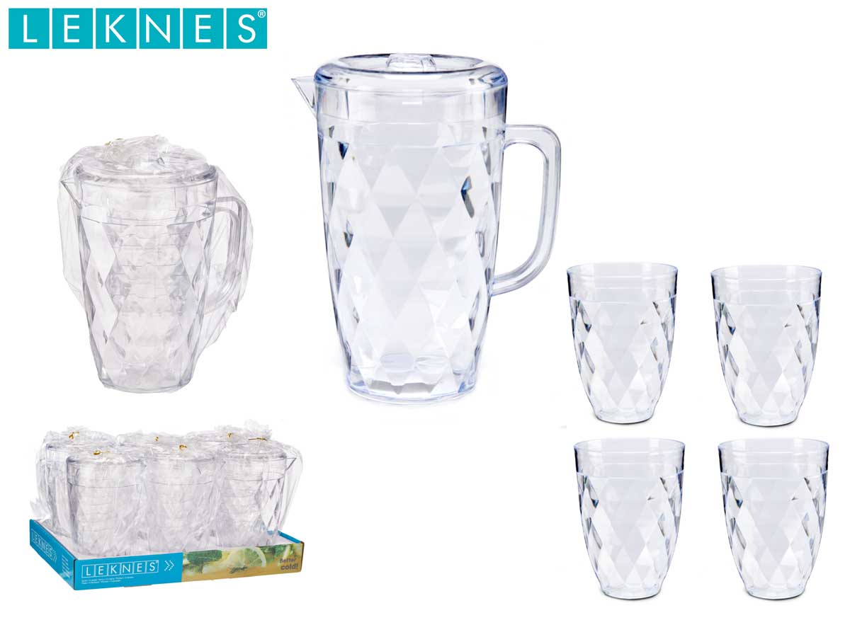 Set Jar 1,5L 4 Glasses Plastic Transpare