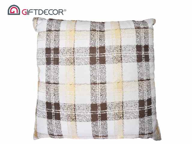 Checkered Brown Cushion 60X60