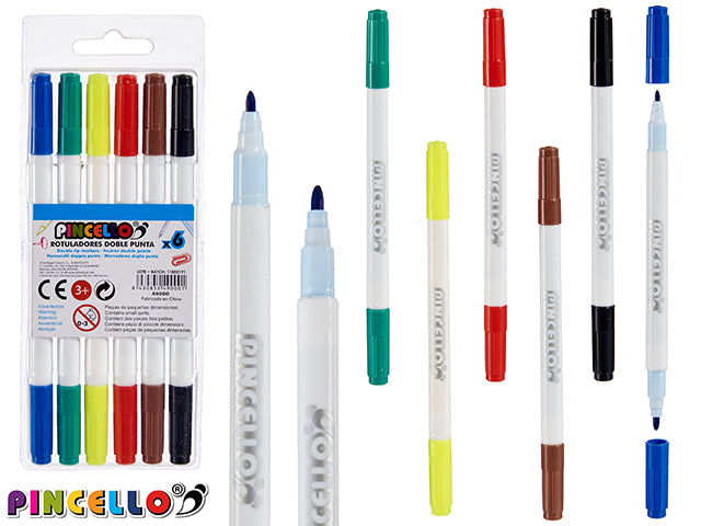 Pencil Case With 6 Felt-Tip Pens Double
