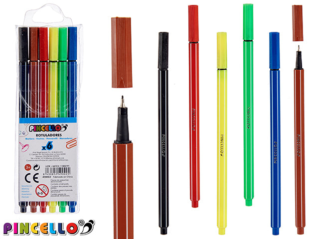 Pencil Case With 6 Felt-Tip Pens Fine P
