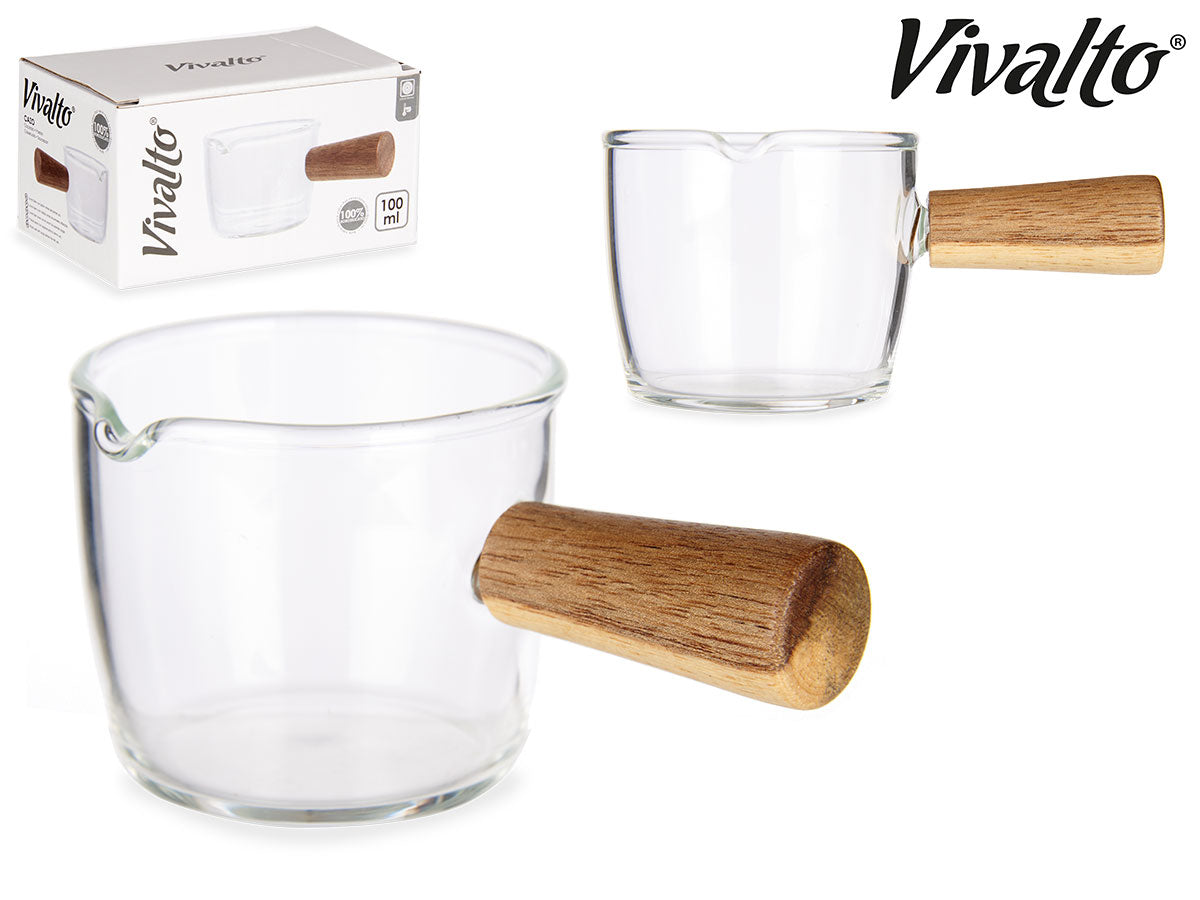 Cucharón De Vidrio Borosilicato Con Mango De Madera 100 ml