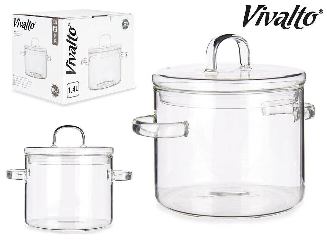 Batería de cocina de vidrio de borosilicato 1400 ml