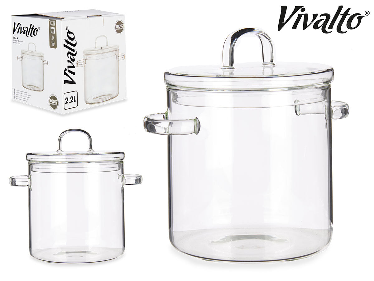 Batería de cocina de vidrio de borosilicato 2200 ml