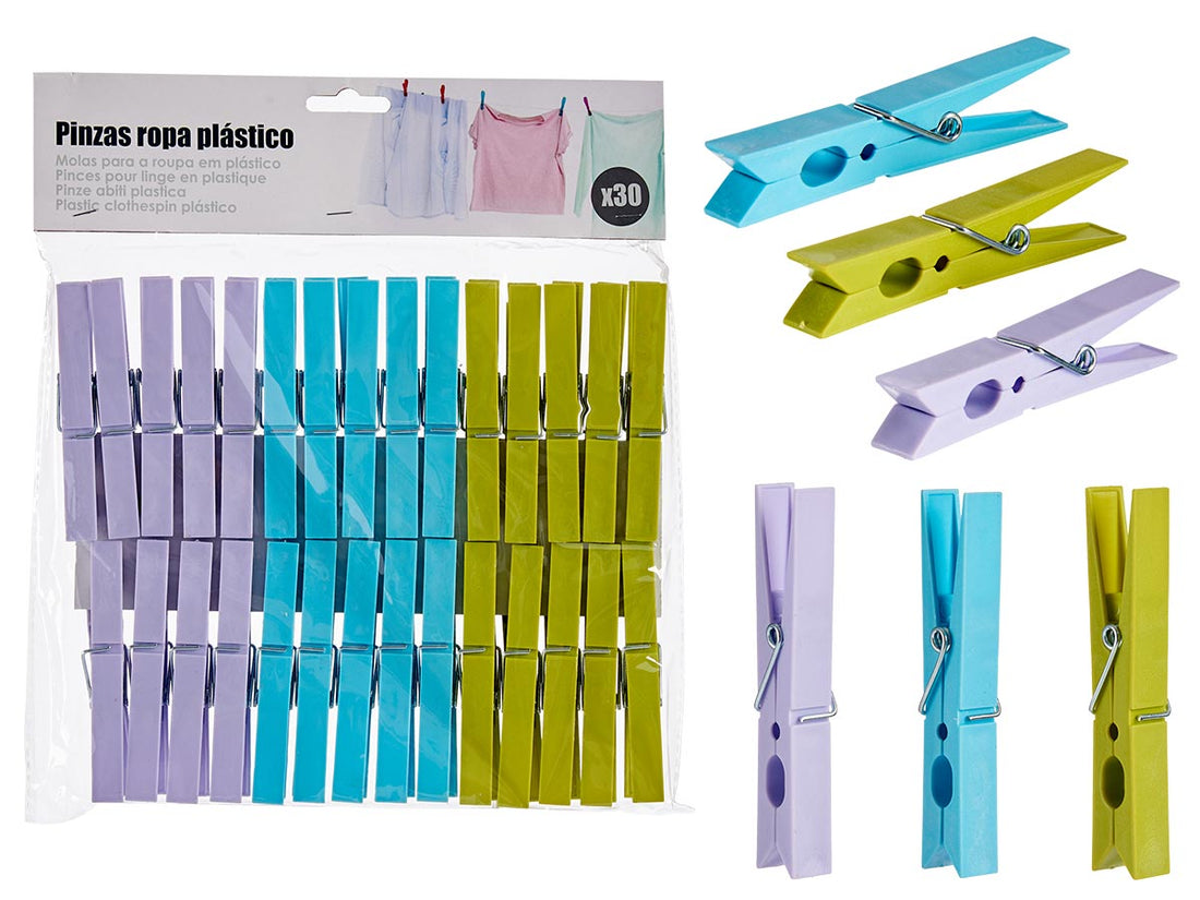 Set 30 Plastic Pegs Mix 3 Colors