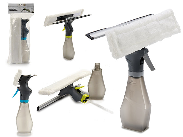 Squeegee Head Glass Cleaner W/Spray Doub